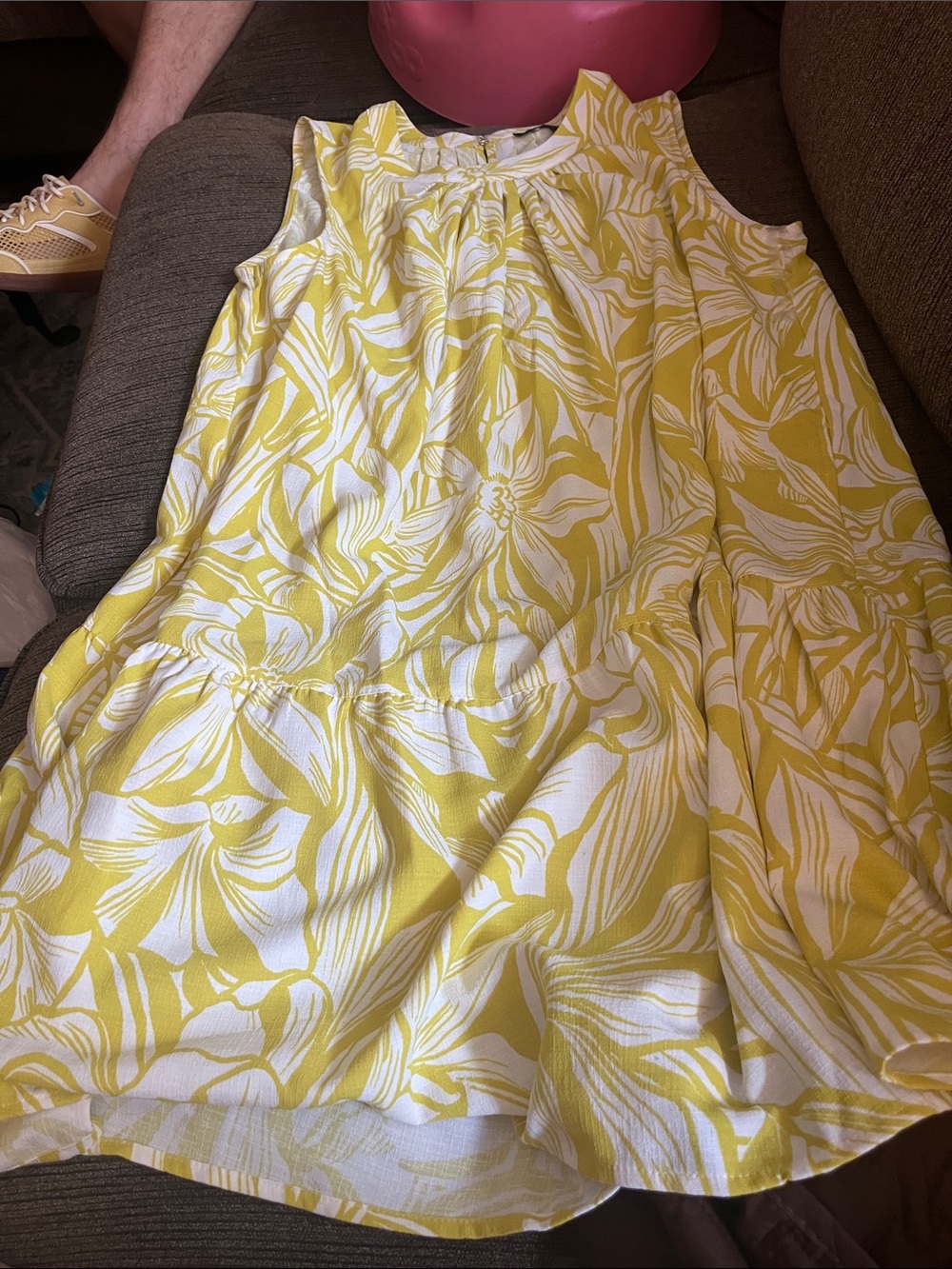 Girls' Yellow Floral Sleeveless Casual Dress